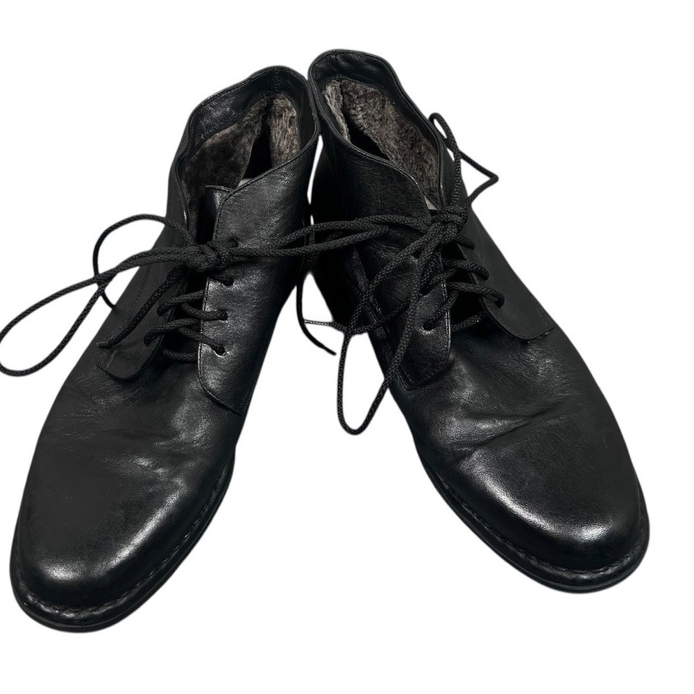 Sioux German Black Leather Chukka Fur Lined Shoe Size 10.5 G